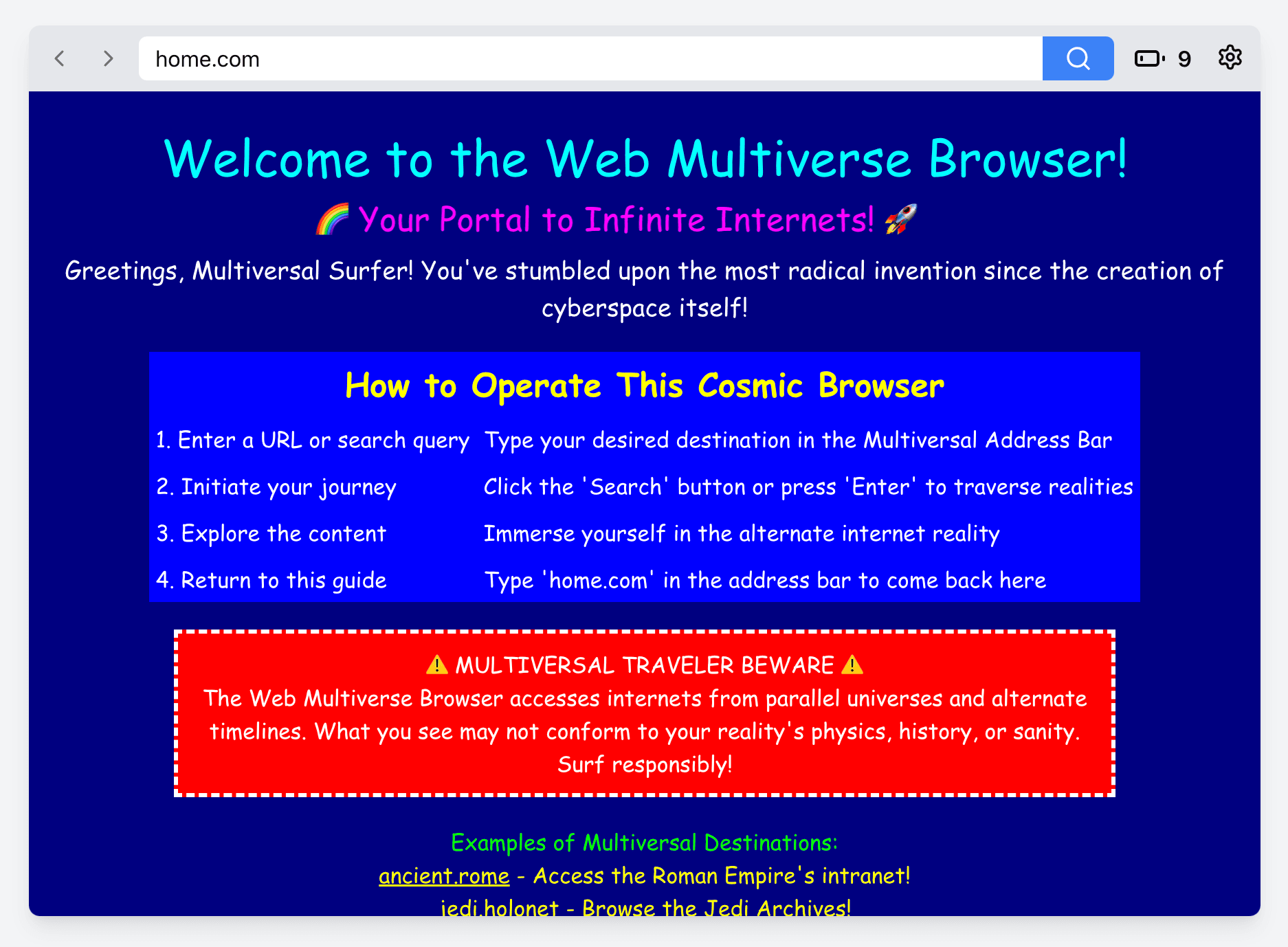 Screenshot of Web Multiverse